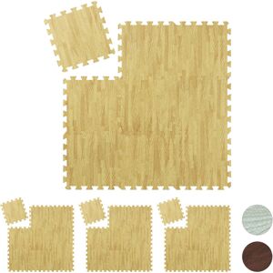 Floor Protection Mat, 36 Puzzle Pads for Sports & Fitness Equipment, 0.85 m², eva Foam, BPA-free, Brown - Relaxdays