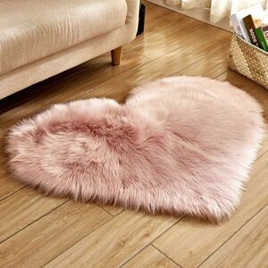 Langray - 40 x 50cm / 15.7 x 19.6inch Tiny Heart Shape Faux Sheepskin Rug Long Soft Plush Fluffy Shaggy Rug Carpet Bedroom Sofa Decorative Floor Mat