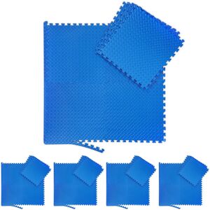 Floor Mat, 40 Protective Mats For Sports & Fitness Equipment, Bordered, eva, Surface 15m², 60 x 60 cm, Blue - Relaxdays