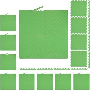 Relaxdays Floor Mat, 40 Protective Mats For Sports & Fitness Equipment, Bordered, EVA, Surface 16m², WxD 60x60 cm, Green