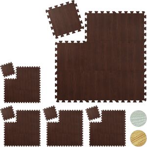 Floor Protection Mat, 45 Puzzle Pads for Sports & Fitness Equipment, 0.85 m², eva Foam, BPA-free, Dark Brown - Relaxdays