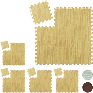 Floor Protection Mat, 36 Puzzle Pads for Sports & Fitness Equipment, 0.85 m², eva Foam, BPA-free, Brown - Relaxdays