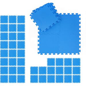 Floor Mat, 48 Protective Tiles, Sports & Fitness Equipment, Bordered, eva, Surface 4.32m², WxD 30x30 cm, Blue - Relaxdays