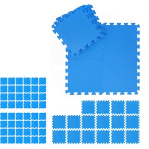 Floor Mat, 72 Protective Tiles, Sports & Fitness Equipment, Bordered, eva, Surface 6.48m², WxD 30x30 cm, Blue - Relaxdays