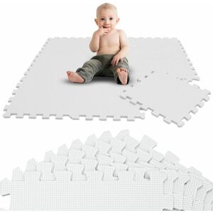 LittleTom 9 Pieces Baby Play Mat - 30x30 cm Floor Play Baby Mats - Puzzle Mat Foam Squares - weiss