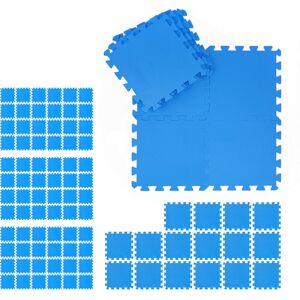 Relaxdays Floor Mat, 96 Protective Tiles, Sports & Fitness Equipment, Bordered, EVA, Surface 8.64m², WxD 30x30 cm, Blue