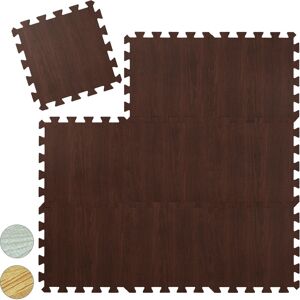 Floor Protection Mat, 9 Puzzle Pads for Sports & Fitness Equipment, 0.85 m², eva Foam, BPA-free, Dark Brown - Relaxdays