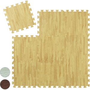 Floor Protection Mat, 9 Puzzle Pads for Sports & Fitness Equipment, 0.85 m², eva Foam, BPA-free, Brown - Relaxdays