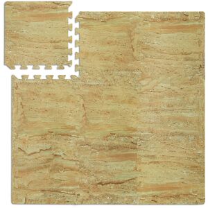Floor Protection Mat, 9 Puzzle Pads for Sports & Fitness Equipment, 0.85 m², eva Foam, BPA-free, Beige Marble - Relaxdays
