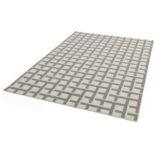 Lord Of Rugs - Antibes Geometric 3D Grid White Grey Flatweave Kitchen Indoor Outdoor Floor Mat Rug Medium Carpet 120 x 170 cm (4'x5'6')