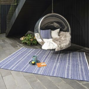 Lord Of Rugs - Halsey Hand Made Geometric Flatweave Kitchen Garden Indoor Outdoor Rug Floor Mat Blue X-Large 200 x 290 cm (6'7'x9'6')