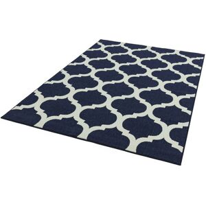 LORD OF RUGS Antibes Contemporary Geometric 3D Trellis Blue Flatweave Kitchen Indoor Outdoor Floor Mat Rug Large Carpet 160 x 230 cm (5'3