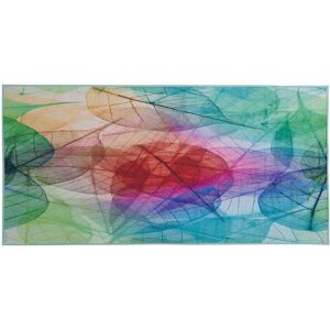 Beliani - Modern Multicolour Area Rug Leaf Print Polyester Rectangular 80 x 150 cm Antakya - Red