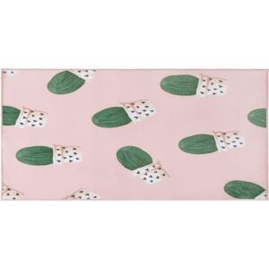 BELIANI Kids Room Rug Polyester Small Rug Cactus Print Mat 80x150 cm Pink Eldivan - Pink