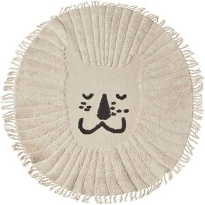 Beliani - Area Rug Cotton Round ø 140 cm Kids Decorative Lion Print Tassels Beige Badhani - Beige