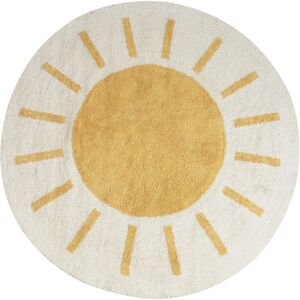 Beliani - Area Rug Cotton Round ø 140 cm Kids Decorative Pattern Light Beige and Yellow Baiker - Beige