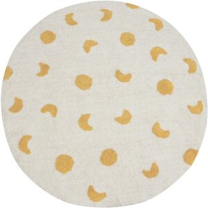 BELIANI Area Rug Cotton Round ø 140 cm Kids Decorative Pattern Light Beige and Yellow Loti - Beige