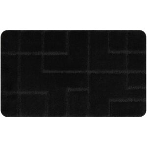RUGSX Bathroom rug SUPREME LINES, non-slip, soft - black black 60x100 cm