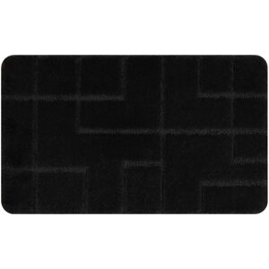 RUGSX Bathroom rug SUPREME LINES, non-slip, soft - black black 50x80 cm