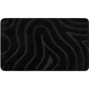 RUGSX Bathroom rug SUPREME WAVES, non-slip, soft - black black 50x80 cm
