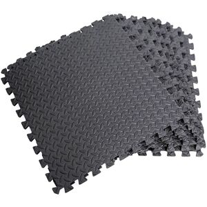 SHATCHI Black Gym Flooring Puzzle Mat Interlocking EVA Floor Tiles Non slip Rubber Cushion For Home Workout Yoga Matting, 60x60x1.1cm 4pcs