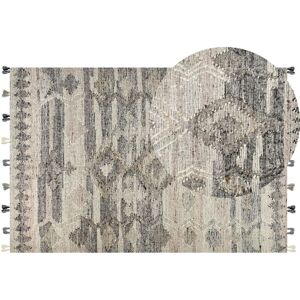 Beliani - Boho Area Rug Kilim Handmade 200 x 300 cm Wool with Tassels Grey Aratashen - Grey