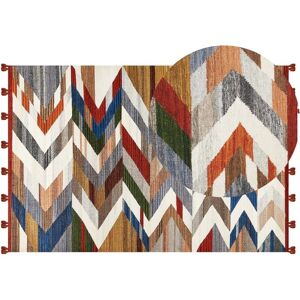 Beliani - Boho Area Rug Kilim Handmade 200 x 300 cm Wool with Tassels Multicolour Kanakeravan - Multicolour