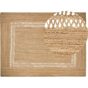 Beliani - Braided Jute Area Rug Natural Boho Style Cut-Out Pattern Floor Mat 300 x 400 cm Beige Yenikoy - Beige