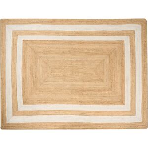 Beliani - Braided Jute Area Rug Natural Boho Style Framed Floor Mat 300 x 400 cm Beige Gemerek - Beige