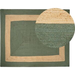 Beliani - Braided Jute Area Rug Natural Boho Style Geometric Pattern Floor Mat 300 x 400 cm Green Karakuyu - Green