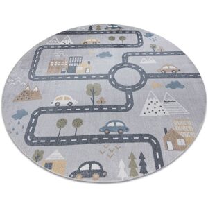 RUGSX Carpet BONO 726 circle street, city light grey / cream grey round 100 cm