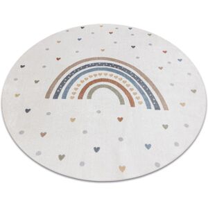 Rugsx - Carpet bono 8302 circle Rainbow, hearts cream / brown multicolour round 200 cm