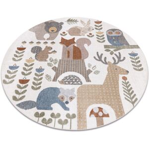 Rugsx - Carpet bono 8425 circle Forest animals cream / brown multicolour round 200 cm