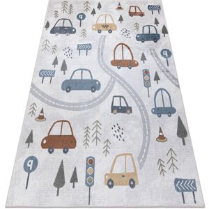 RUGSX Carpet BONO 8436 Cars, street cream / light grey multicolour 180x270 cm