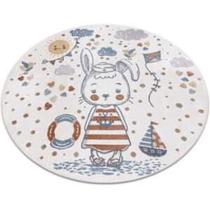 RUGSX Carpet BONO 8441 circle bunny sailor cream / blue multicolour round 100 cm