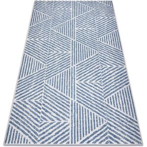 Rugsx - Carpet color 47176360 sisal lines, triangles, zigzag beige / blue blue 200x290 cm