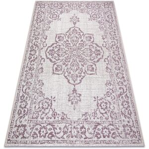 Rugsx - Carpet color 47295260 sisal ornament, frame beige / purple pink 200x290 cm