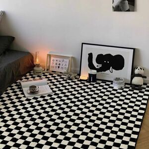 Mumu - Carpet Creative Personality Checkerboard Carpet Living Room Bedroom Simple Black and White Checked Carpet Fresh Square Sofa Cushion Home