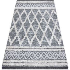 Rugsx - Carpet eco sisal Boho moroc Diamonds 22297 fringe - two levels of fleece grey / cream, recycled carpet grey 155x220 cm