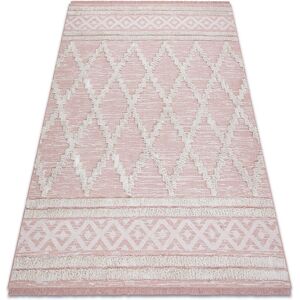 Rugsx - Carpet eco sisal Boho moroc Diamonds 22297 fringe - two levels of fleece pink / cream, recycled carpet pink 155x220 cm