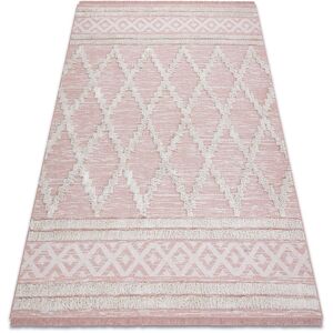Rugsx - Carpet eco sisal Boho moroc Diamonds 22297 fringe - two levels of fleece pink / cream, recycled carpet pink 194x290 cm