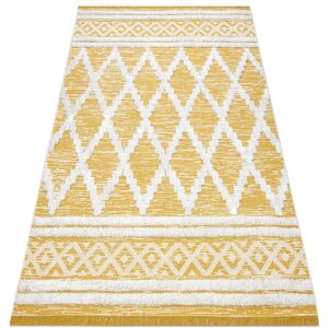 Rugsx - Carpet eco sisal Boho moroc Diamonds 22297 fringe - two levels of fleece yellow / cream, recycled carpet yellow 155x220 cm