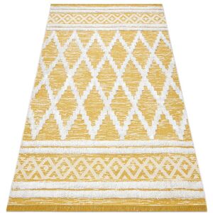 RUGSX Carpet ECO SISAL Boho MOROC Diamonds 22297 fringe - two levels of fleece yellow / cream, recycled carpet yellow 78x150 cm