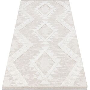 RUGSX Carpet ECO SISAL Boho MOROC Diamonds 22312 fringe - structural beige / cream, recycled carpet beige 155x220 cm