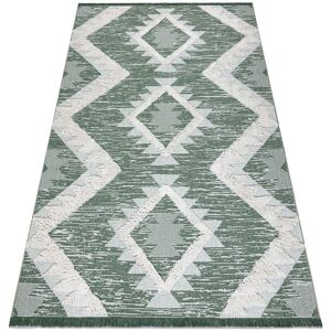 Rugsx - Carpet eco sisal Boho moroc Diamonds 22312 fringe - two levels of fleece green / cream, recycled carpet green 175x270 cm