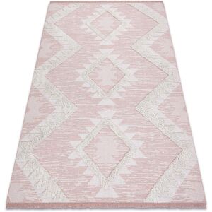 RUGSX Carpet eco sisal Boho moroc Diamonds 22312 fringe - two levels of fleece pink / cream, recycled carpet pink 117x170 cm