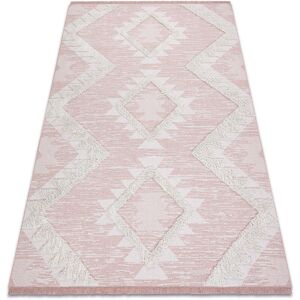Rugsx - Carpet eco sisal Boho moroc Diamonds 22312 fringe - two levels of fleece pink / cream, recycled carpet pink 155x220 cm