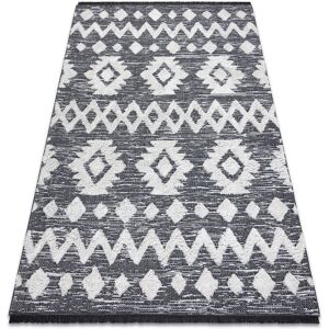 Rugsx - Carpet eco sisal Boho moroc Etno Zigzag 22319 fringe - two levels of fleece grey / cream, recycled carpet grey 175x270 cm