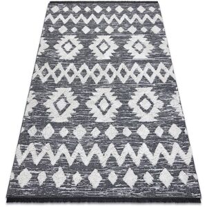 Rugsx - Carpet eco sisal Boho moroc Etno Zigzag 22319 fringe - two levels of fleece grey / cream, recycled carpet grey 194x290 cm