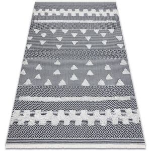 Rugsx - Carpet eco sisal Boho moroc Geometric 22321 fringe - two levels of fleece cream / grey, recycled carpet beige 155x220 cm